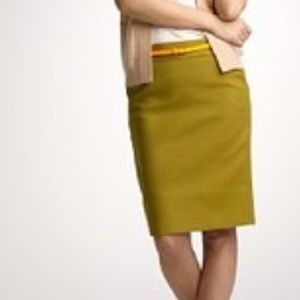 J Crew Double Wool Pencil Skirt Yellow 10